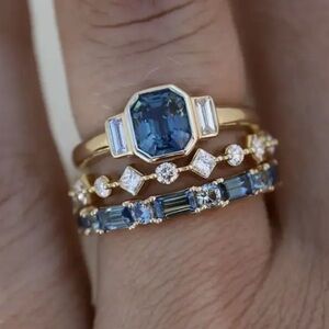 Exquisite set of three rings size 10 Swarovski Crystals and gold plated BNIB